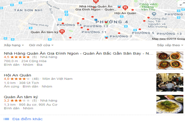 Quảng cáo nhà hàng bằng Google Map